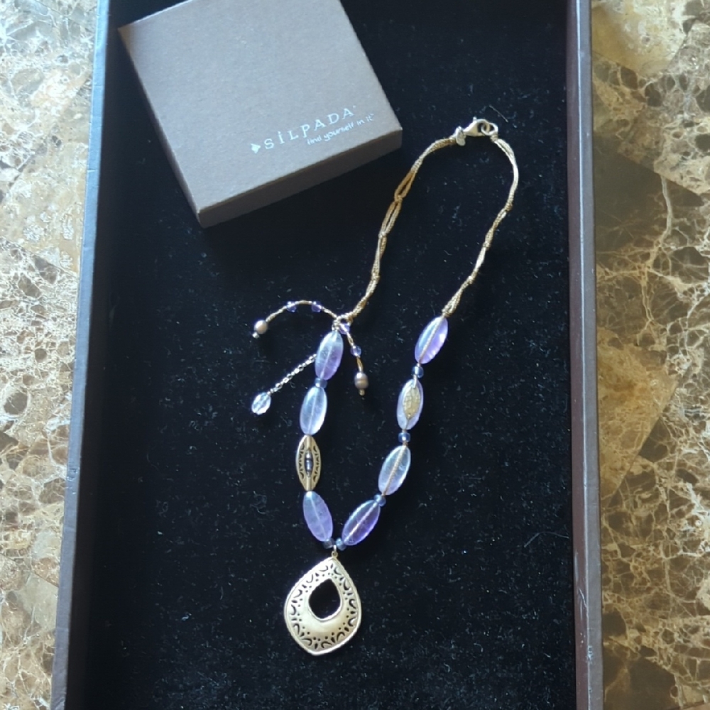 Silpada Silver and Purple Necklace with Delicate Design